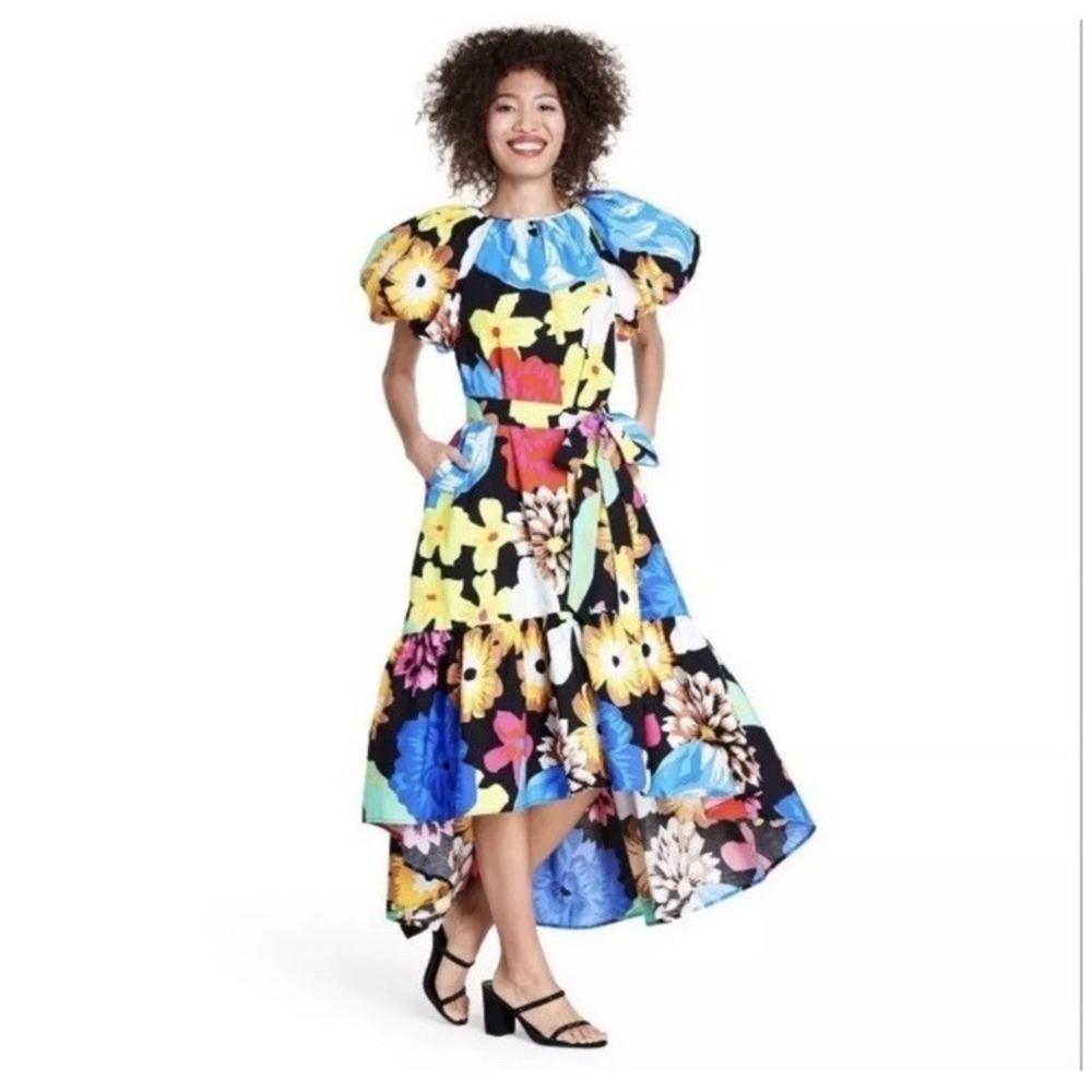 Christopher John Rogers x Target Floral Puff Sleeve Dress High Low S Bold NWT